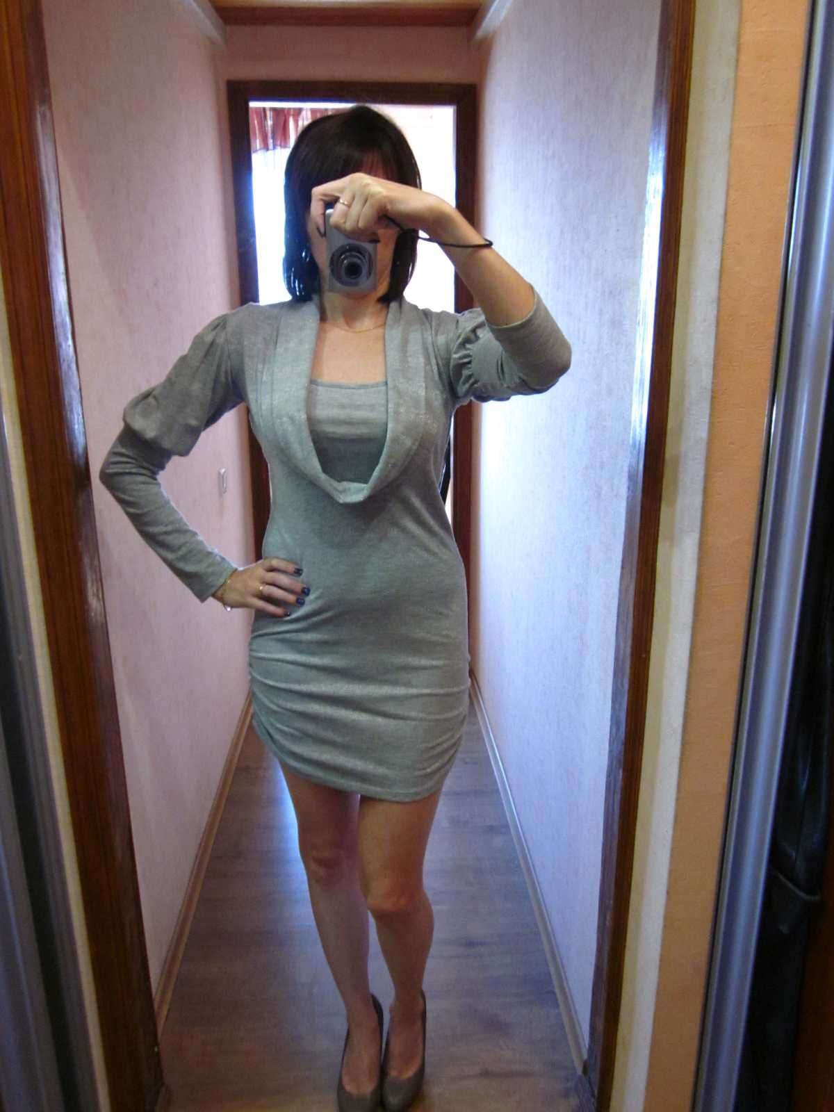 Платье с люрексом трикотажное облегающее мини sabra турция 44-46