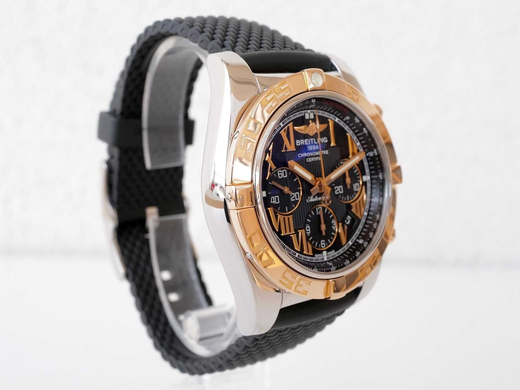 Breitling Chronomat 44 Steel Gold Arabic Numerals Rubber Strap