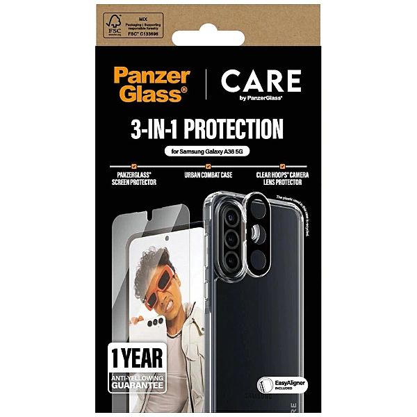 Zestaw ochronny CARE by PanzerGlass Flagship 3w1 Etui+Szkło+Lens na Sa