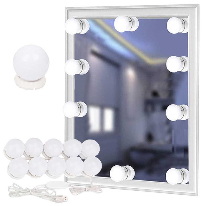 Lampki do lustra toaletki LED zestaw makijaż 10szt komplet garderoba