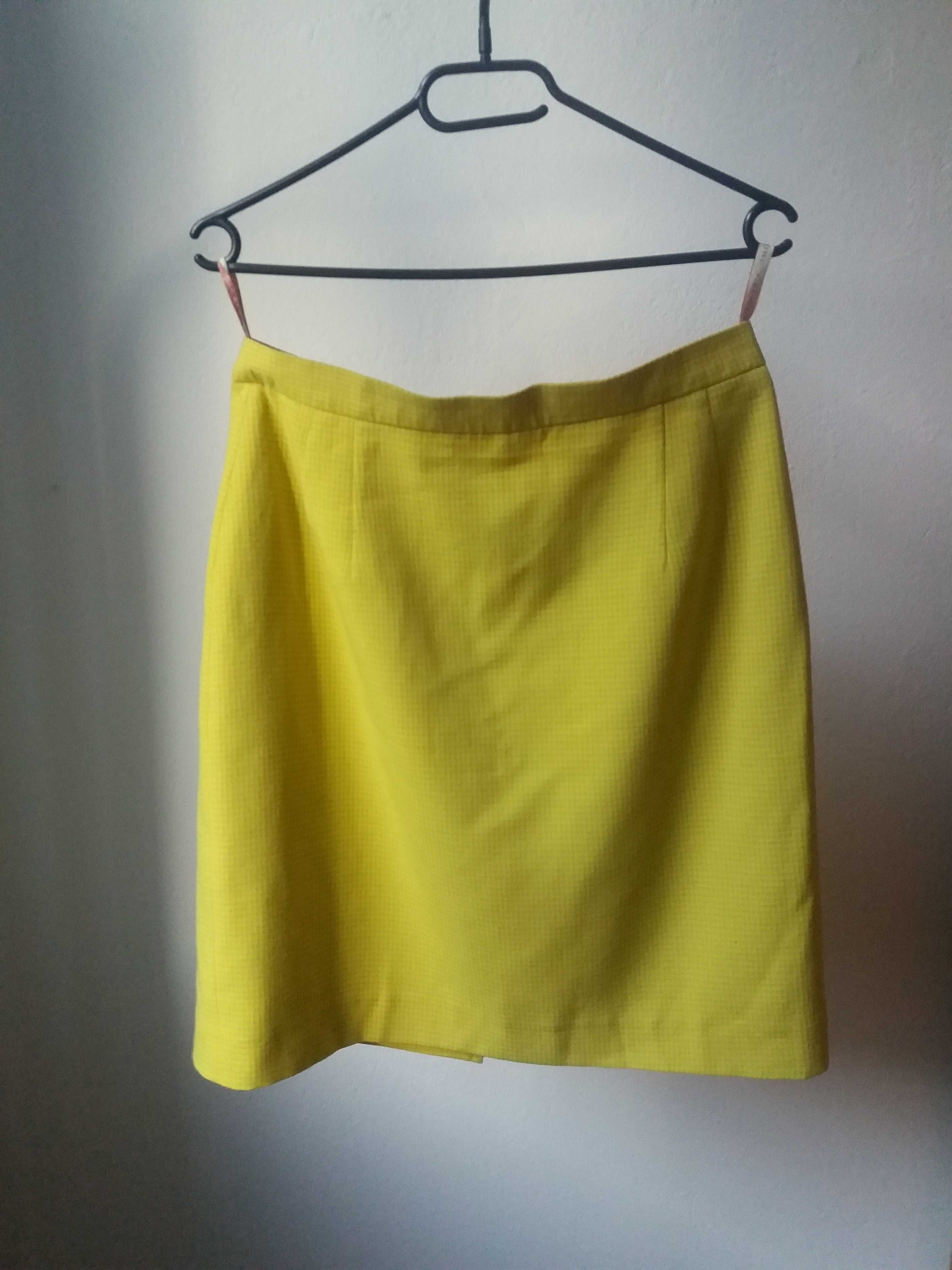 Spódnica ołówkowa cytrynowa żółta w kratkę Claire vintage retro