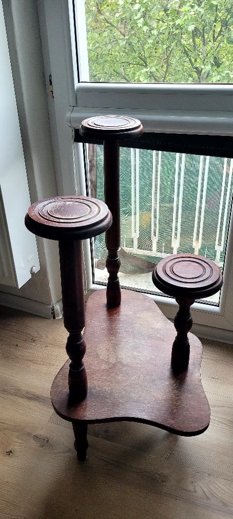 Piękny stojak drewniany na kwiaty vintage