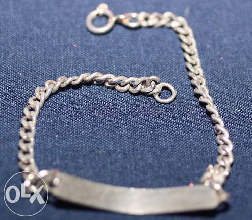 Pulseira para Bébé prata com chapa e com 18 cm