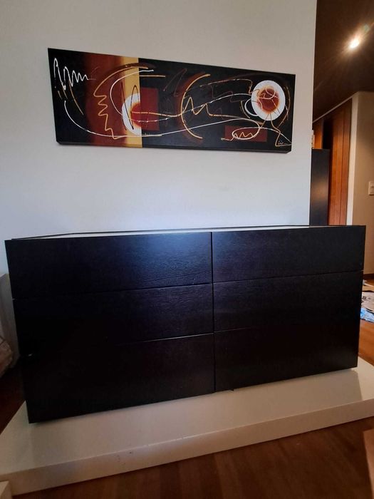 Mobília Quarto de Casal wengue e lacado bege alto brilho (usado)