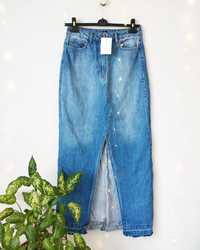 Spódnica maxi długa jeansowa jeans boohoo 42 XL nowa z metką