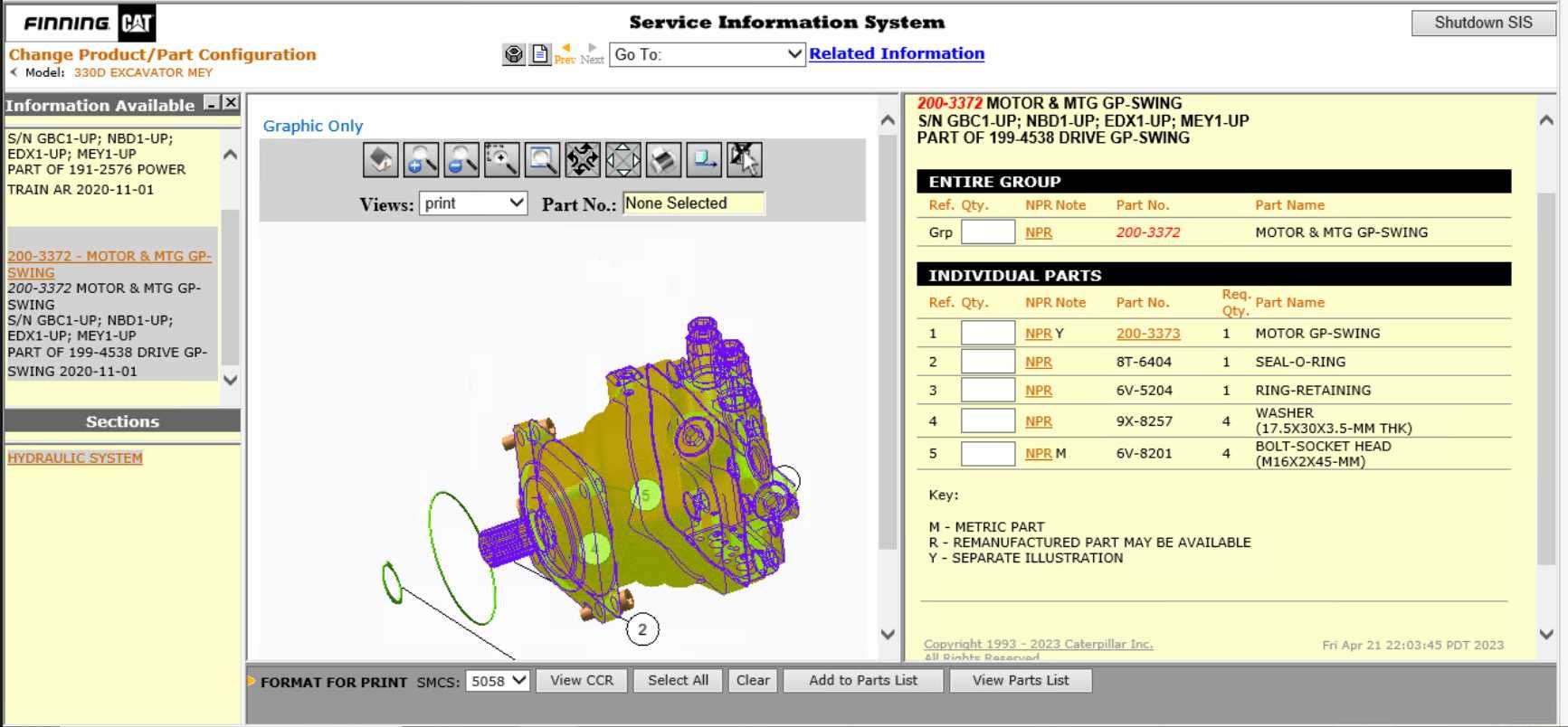 Schematy napraw, instrukcje, katalog części Caterpillar SIS 2021 ET4