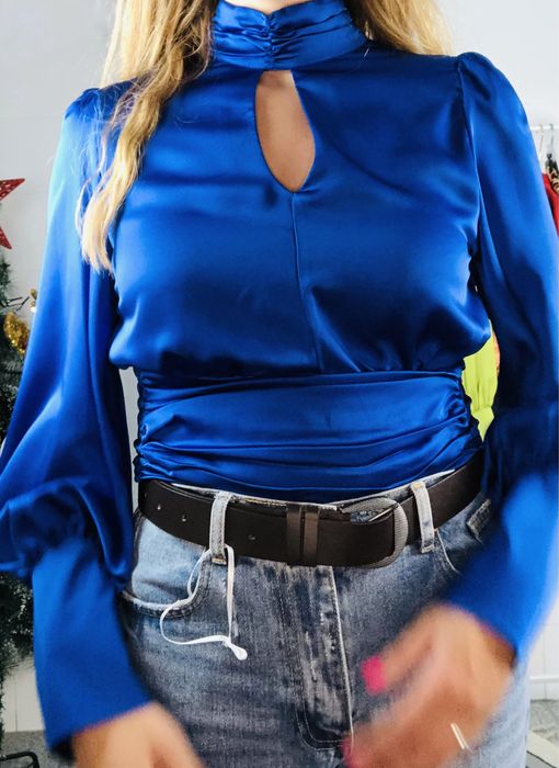 Blusas de cetim feminina, stock de loja