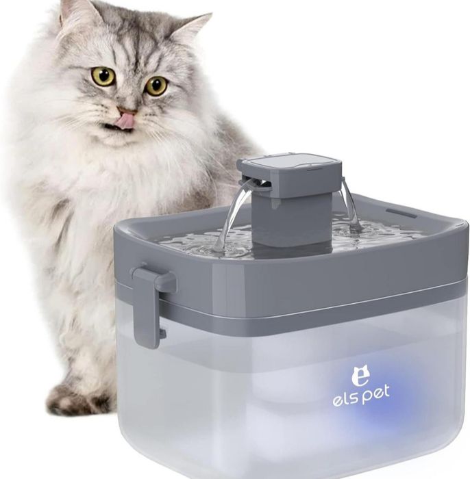 Фонтан-поилка для кошек и собак ELS PET 1.5L с LED подсветкой и фильтр