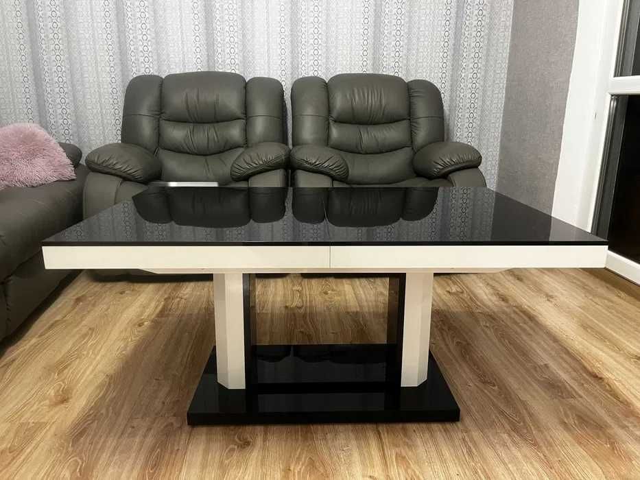 Rozkładany stół z regulacją wysokości duży w połysku