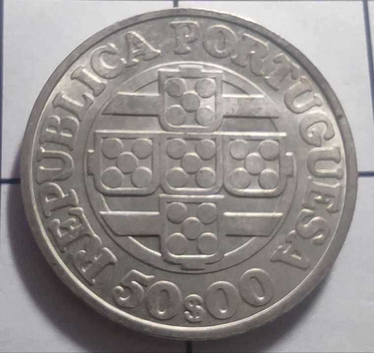 Moneta srebrna 50 escudos escudo 1971 Portugalia srebro ag rzadka