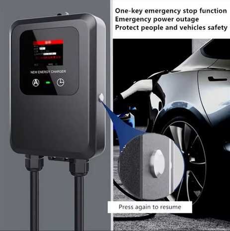 WallBox EV 7.6KW 5metros Type2+ disjuntor WiFi 65A