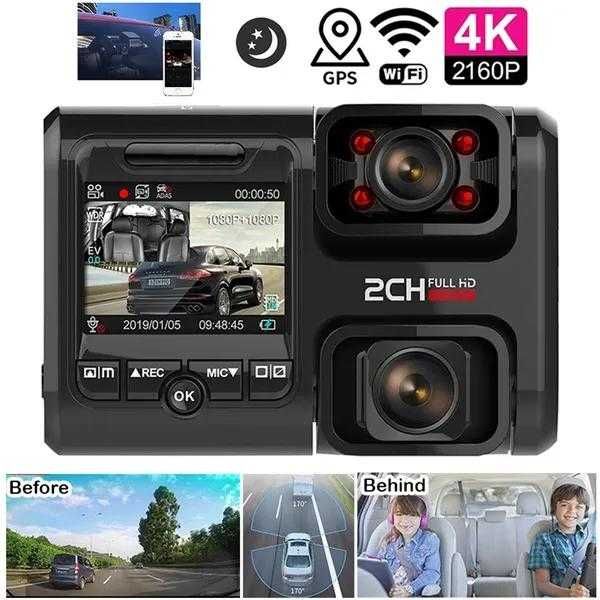 автомобильный регистратор с двумя объективами 4K 2160P