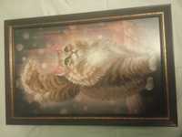 Картина „Мрійливий кіт” вишита бісером. Розмір 25× 40