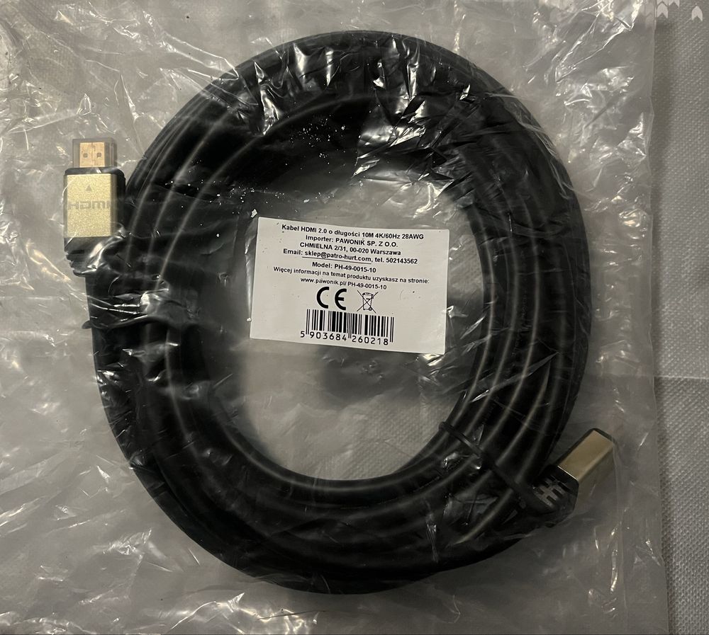 kabel hdmi 2.0 o długości 10 metrów 4K/60Hz 28AWG