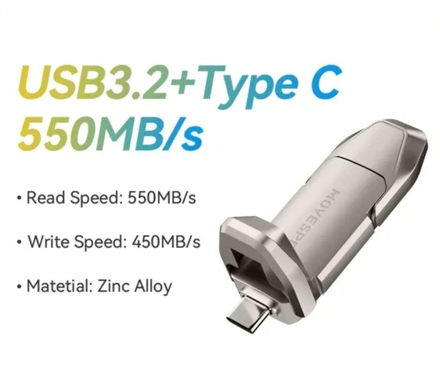 Movespeed USB3.2 256Gb твердотельный накопитель флешка Type c