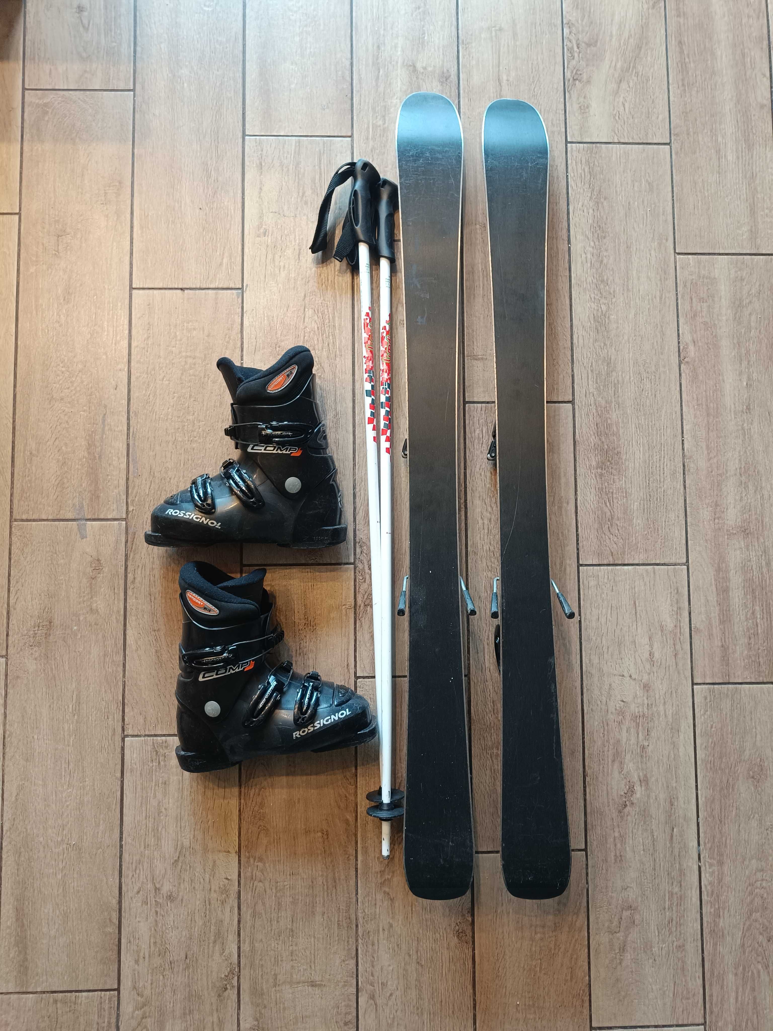 Zestaw Narty Head 110cm Buty Rossignol 19,5cm Kijki Wedze 90cm