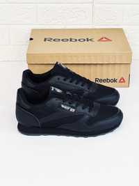 Reebok classic leather black кроссовки мужские Рибок классик чёрные