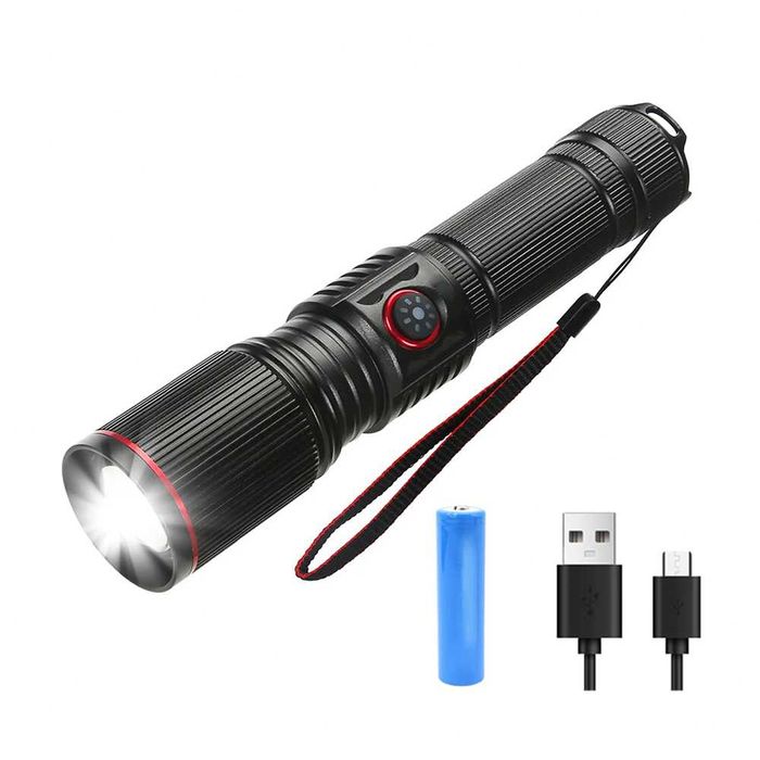 MOCNA Latarka Taktyczna LED 5000 lm Akumulatorowa Wojskowa Zoom USB