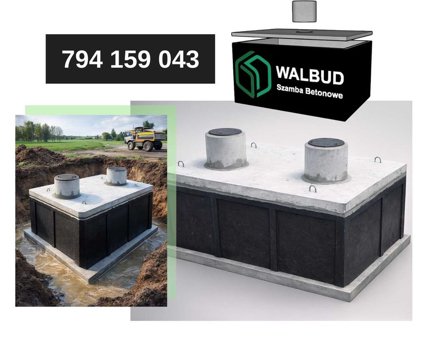 Szambo betonowe Betonowy Zbiornik na Wodę Deszczówkę MONTAŻ