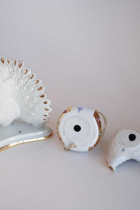 Conjunto quatro peças Capodimonte com cristais Swarovski