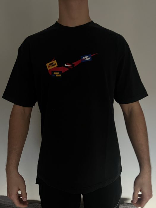 Air Jordan x Nike koszulka z nadrukiem czarna z krótkim rękawem