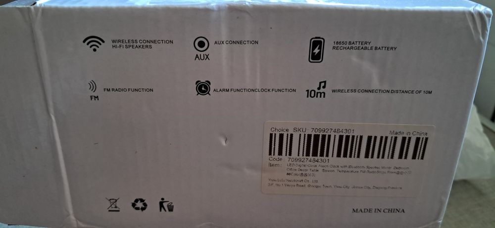 Цифровий годинник ,будильник,Bluetooth 5 .