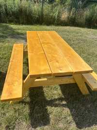 Stół ogrodowy biesiadny piknikowy barowy z ławkamidrewnianynowy