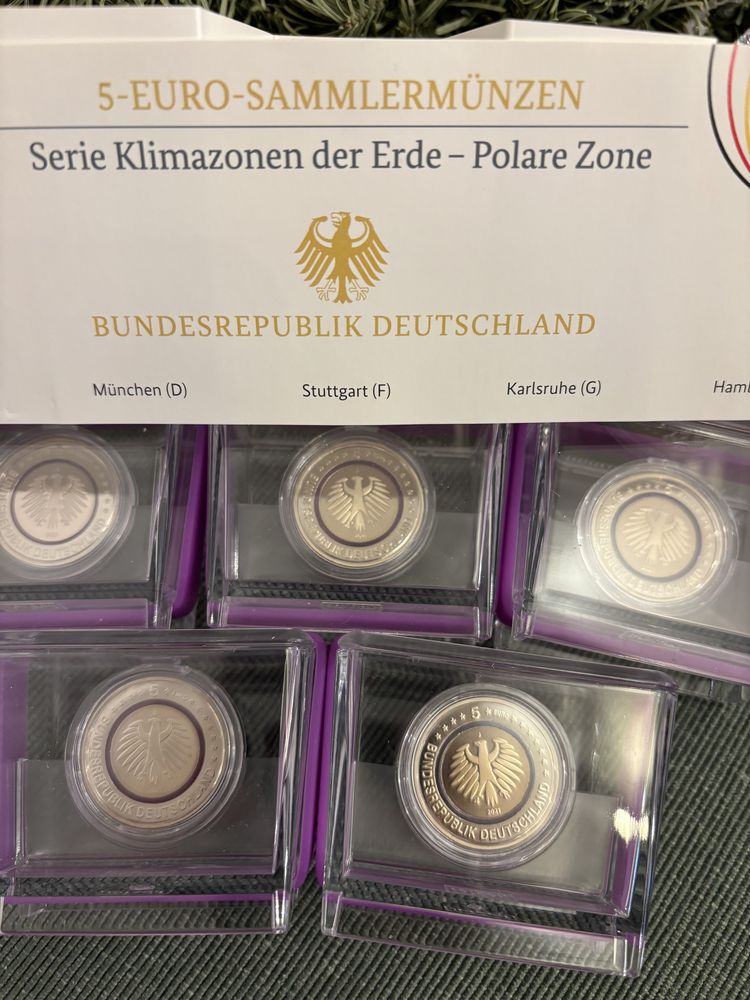 Zestaw monet niemieckich 5x5 euro strefa polarna