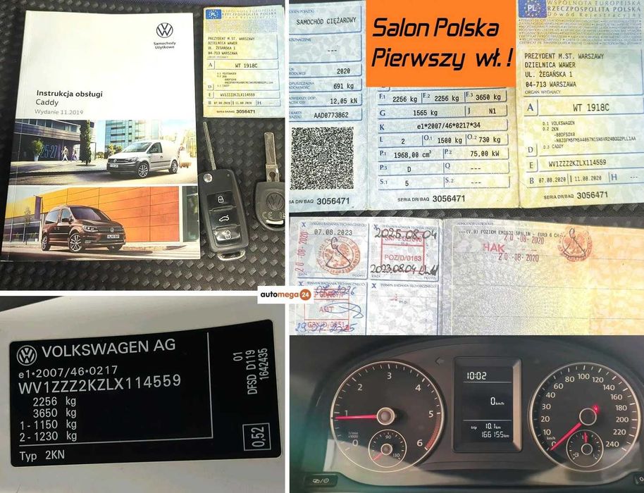Caddy Kombi 5os. Salon PL Jeden wł. Serwisowany ! Homologacja Cięż. N1