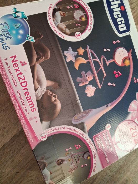 CHICCO NEXT2DREMS karuzela różowa na łóżeczko