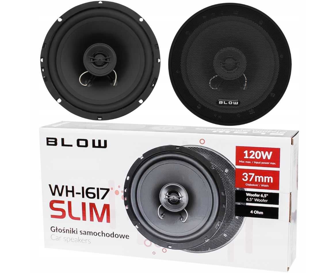 GŁOŚNIKI Samochodowe 16,5cm BLOW 120W SLIM BUS 2szt Kpl Maskownice 4Oh