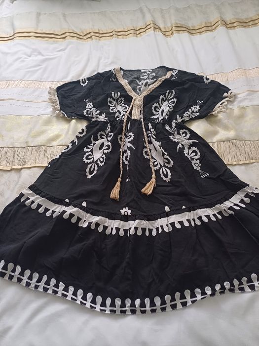 Wiskozowa sukienka boho czarna