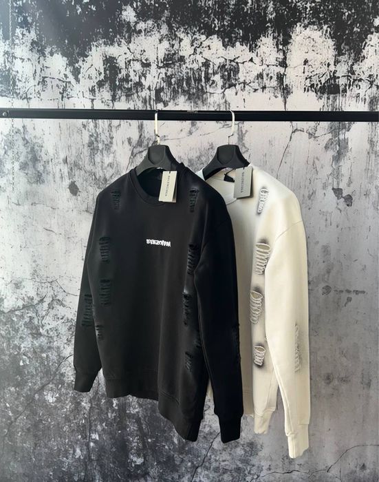 BALENCIAGA мужской брендовый свитшот кофта реглан батник черный белый