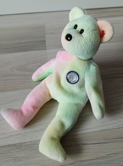 Ty Beanie Babies B.B. Bear 1999 Birthday Bear tęczowy miś maskotka 22c