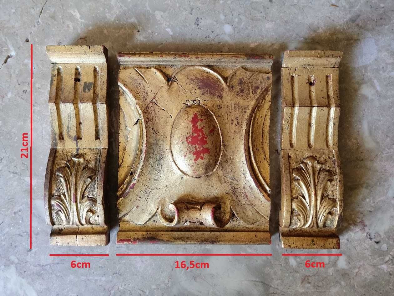Peças antigas decoração de altar religioso em talha dourada