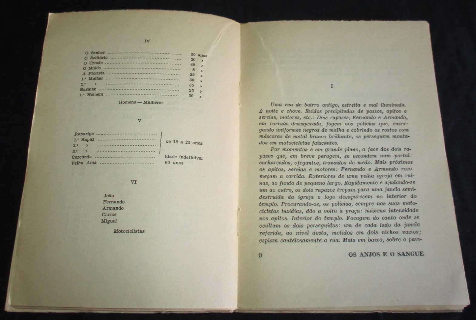 Livro Os Anjos e o Sangue Bernardo Santareno 1ª edição