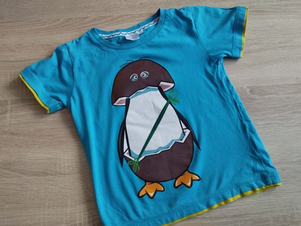 T-shirt chłopięcy 104-110 dla chłopca pingwin kokos koszulka