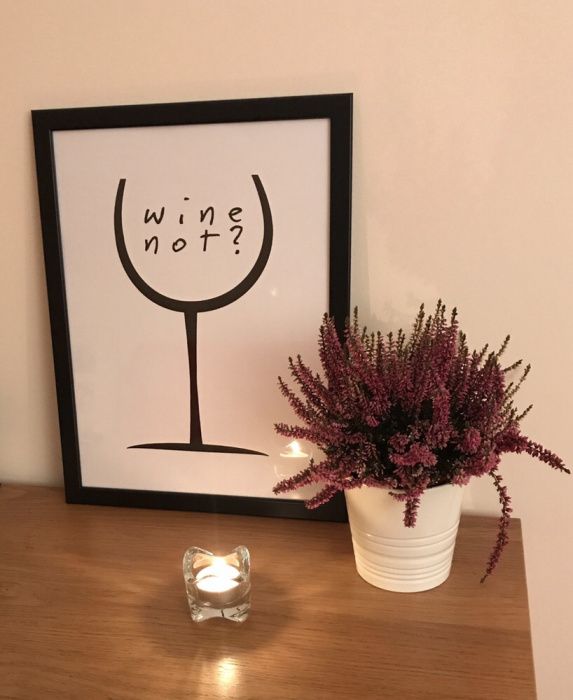 Grafika ścienna, plakat na ścianę do kuchni kielich wino "wine not?"A3
