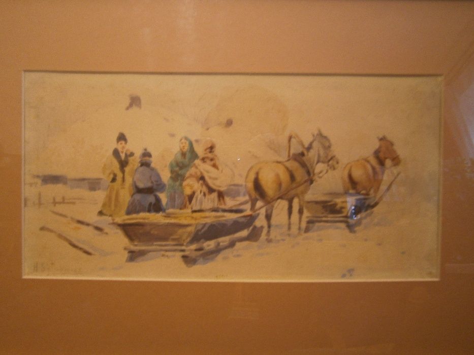 Obraz , akwarela , papier , sygn. Setkowicz , wym. 55x40 cm.