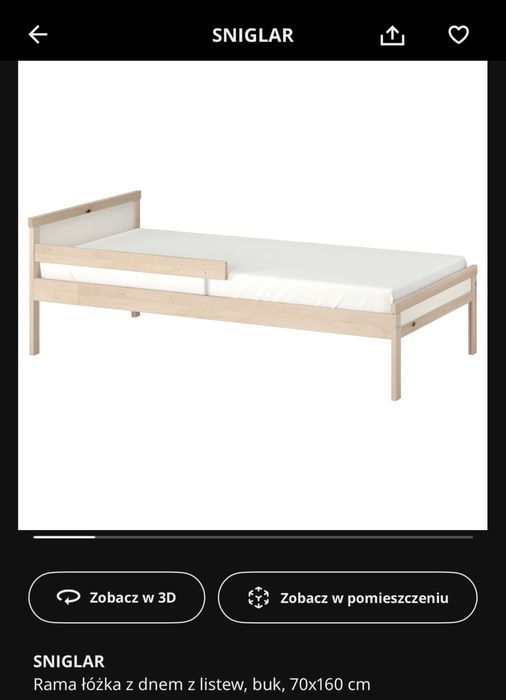 Łóżko dziecięce IKEA SNIGLAR 70x160 cm