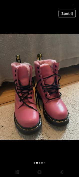 Oryginalne dr Martens martensy glany 36 rozmiar 3 różowe ocieplane