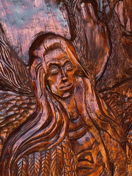 Картина з дерева, рельєфне пано, різьба по дереву