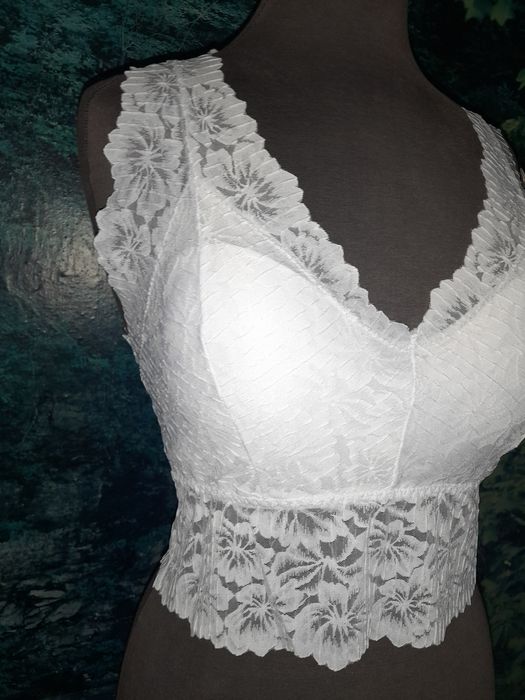 Top , staniczek koronkowy biały
