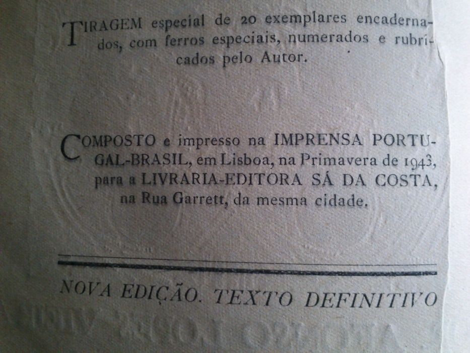 A Paixão de Pedro o Cru, Afonso Lopes Vieira, edição de 1943
