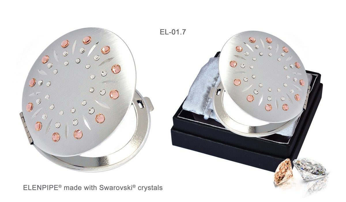 Lusterko srebrne kompaktowe kryształki Swarovski crystals