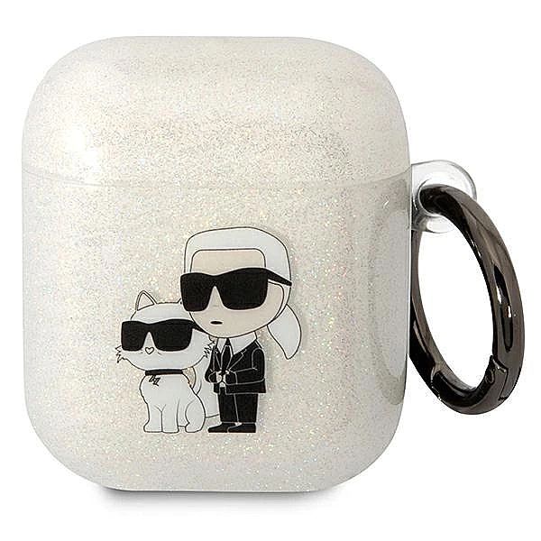 Etui Karl Lagerfeld Glitter Karl&Choupette na AirPods 1/2 - przezroczy