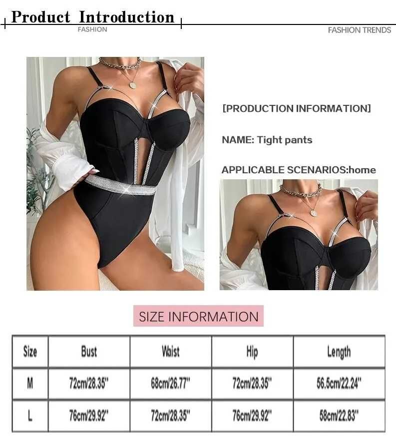 kombinezon Seksowny body Push Up bez pleców czarny rozmiar M