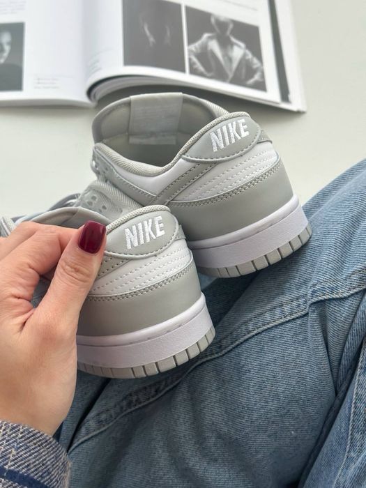 ЖИВІ ФОТО‼️ Жіночі кросівки Nike Dunk Low Leather Grey сірі найк данки
