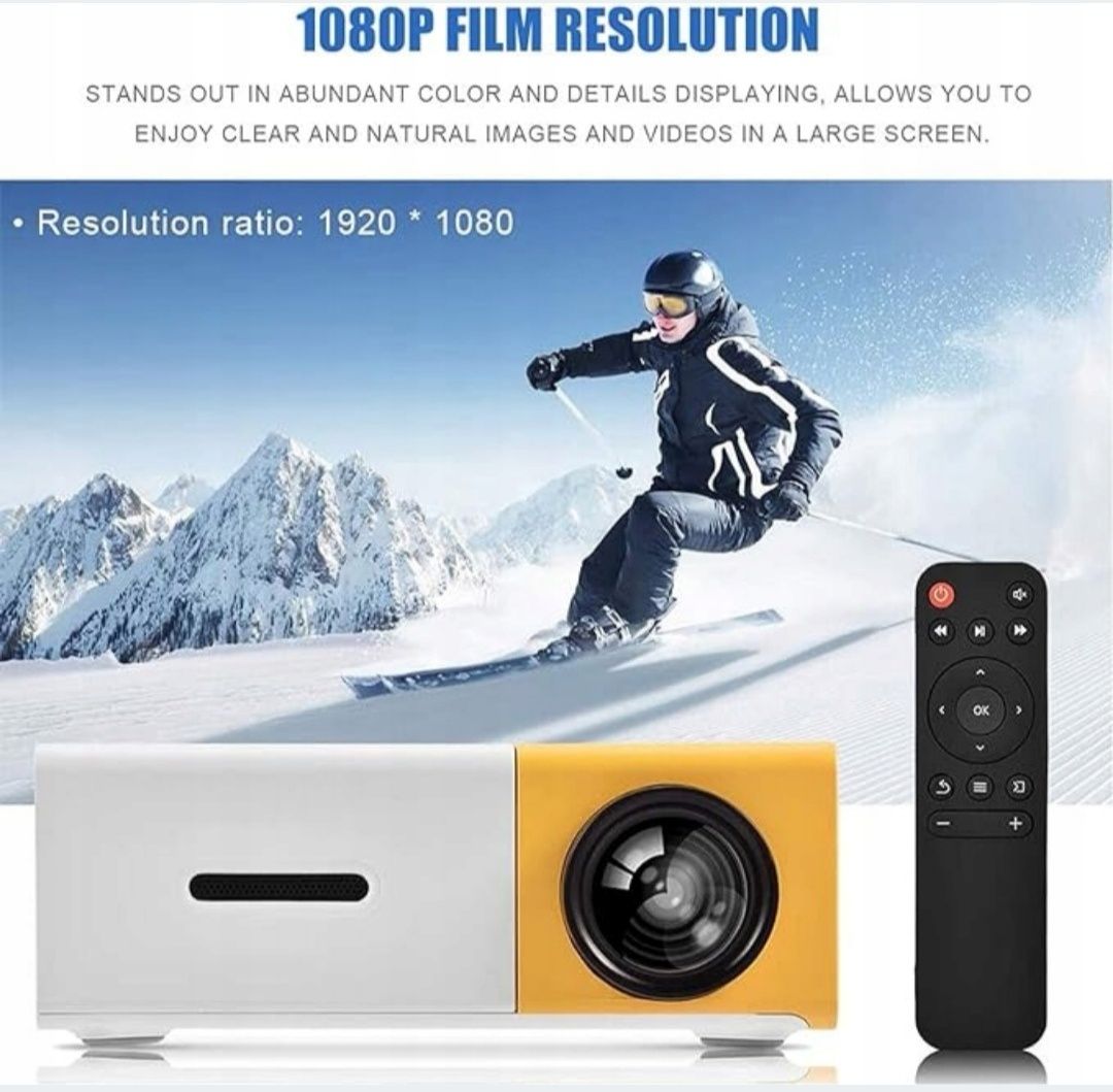 przenośny projektor LED HD HDMI Multimedia Player kino domowe