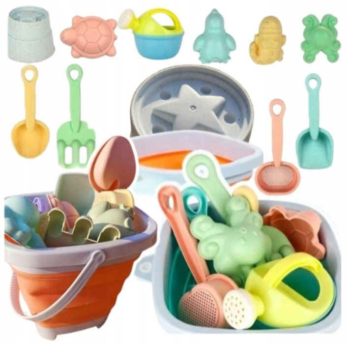 składane wiaderko do piasku łopatka konewka zabawki na plażę